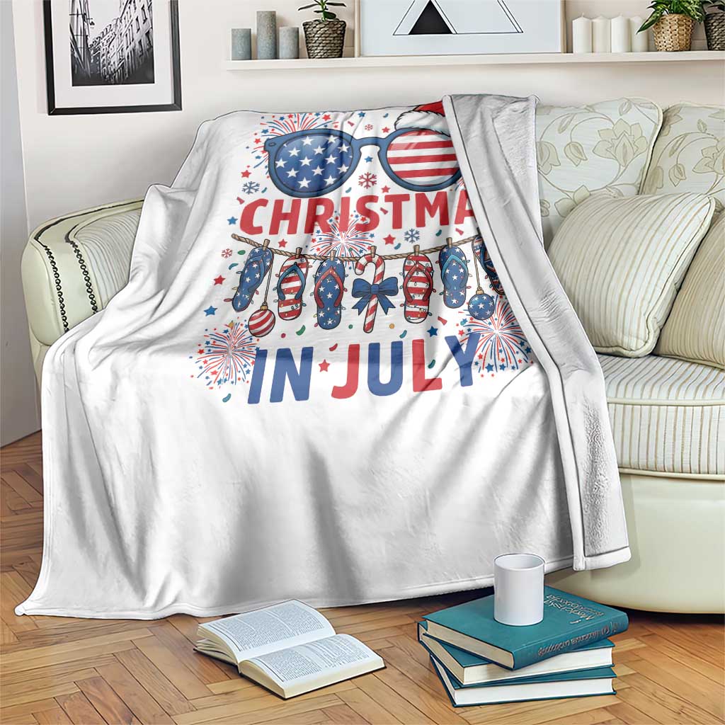 Patriotic USA Sunglasses Christmas In July Graphic Throw Blanket