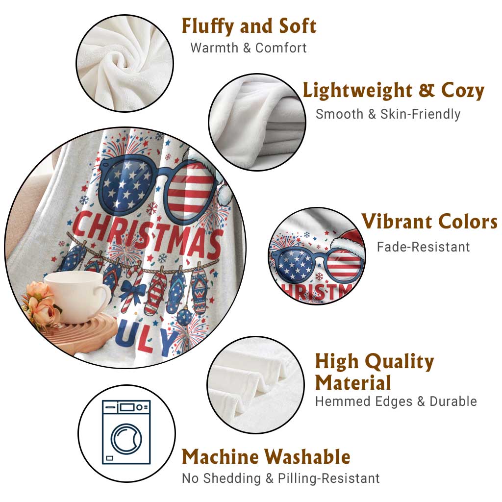Patriotic USA Sunglasses Christmas In July Graphic Throw Blanket