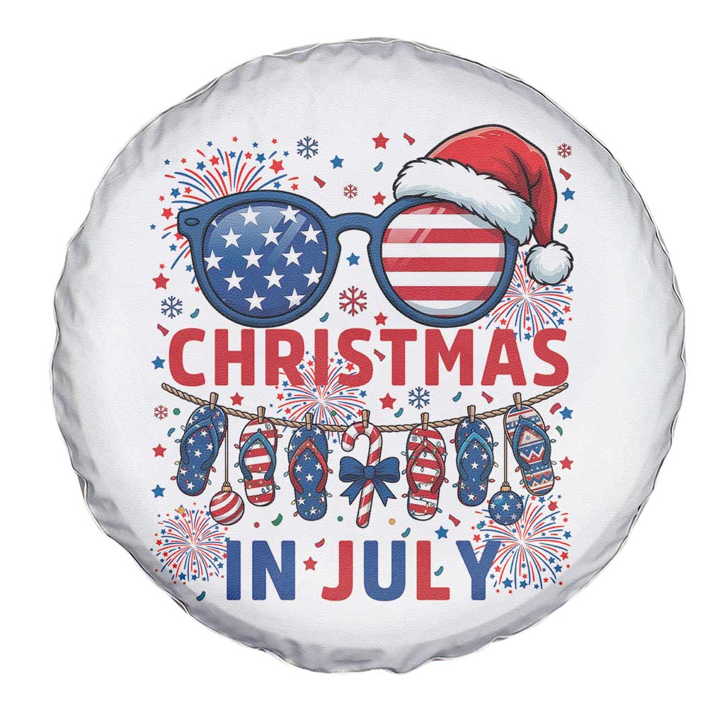 Patriotic USA Sunglasses Christmas In July Graphic Spare Tire Cover
