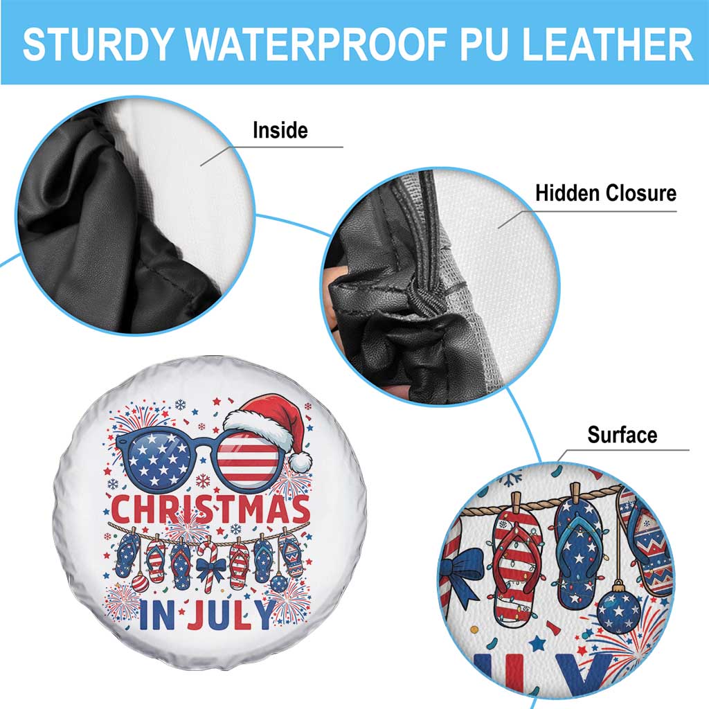 Patriotic USA Sunglasses Christmas In July Graphic Spare Tire Cover