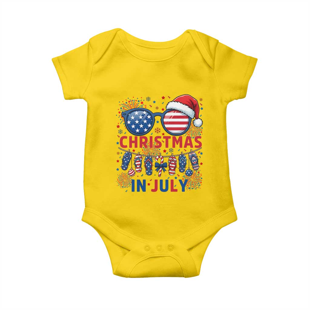 Patriotic USA Sunglasses Christmas In July Graphic Baby Onesie