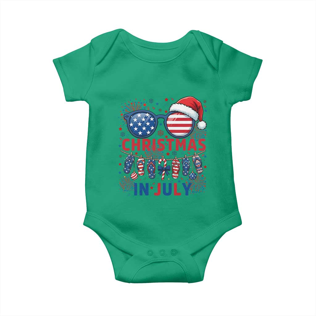 Patriotic USA Sunglasses Christmas In July Graphic Baby Onesie
