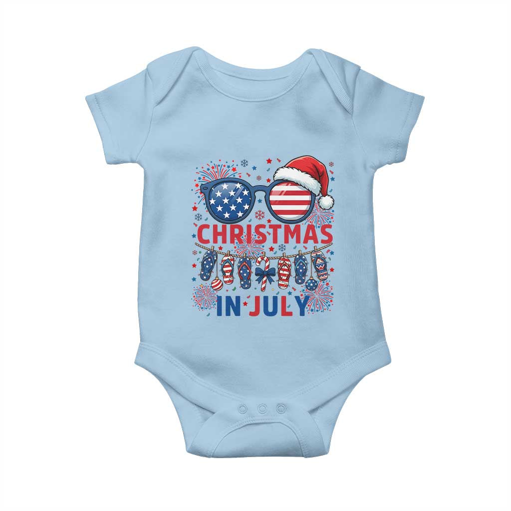 Patriotic USA Sunglasses Christmas In July Graphic Baby Onesie