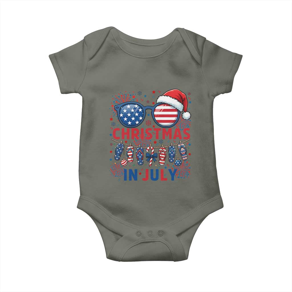 Patriotic USA Sunglasses Christmas In July Graphic Baby Onesie