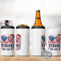 Patriotic USA Sunglasses Christmas In July Graphic 4 in 1 Can Cooler Tumbler