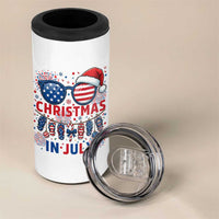 Patriotic USA Sunglasses Christmas In July Graphic 4 in 1 Can Cooler Tumbler