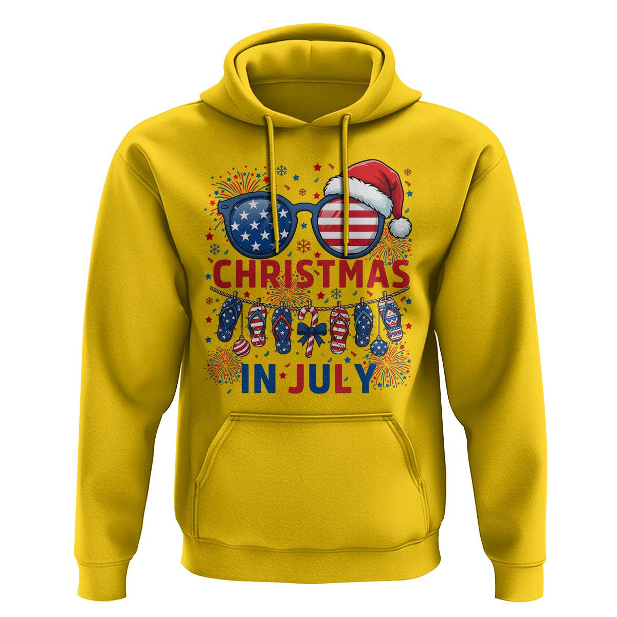 Patriotic USA Sunglasses Christmas In July Graphic Hoodie