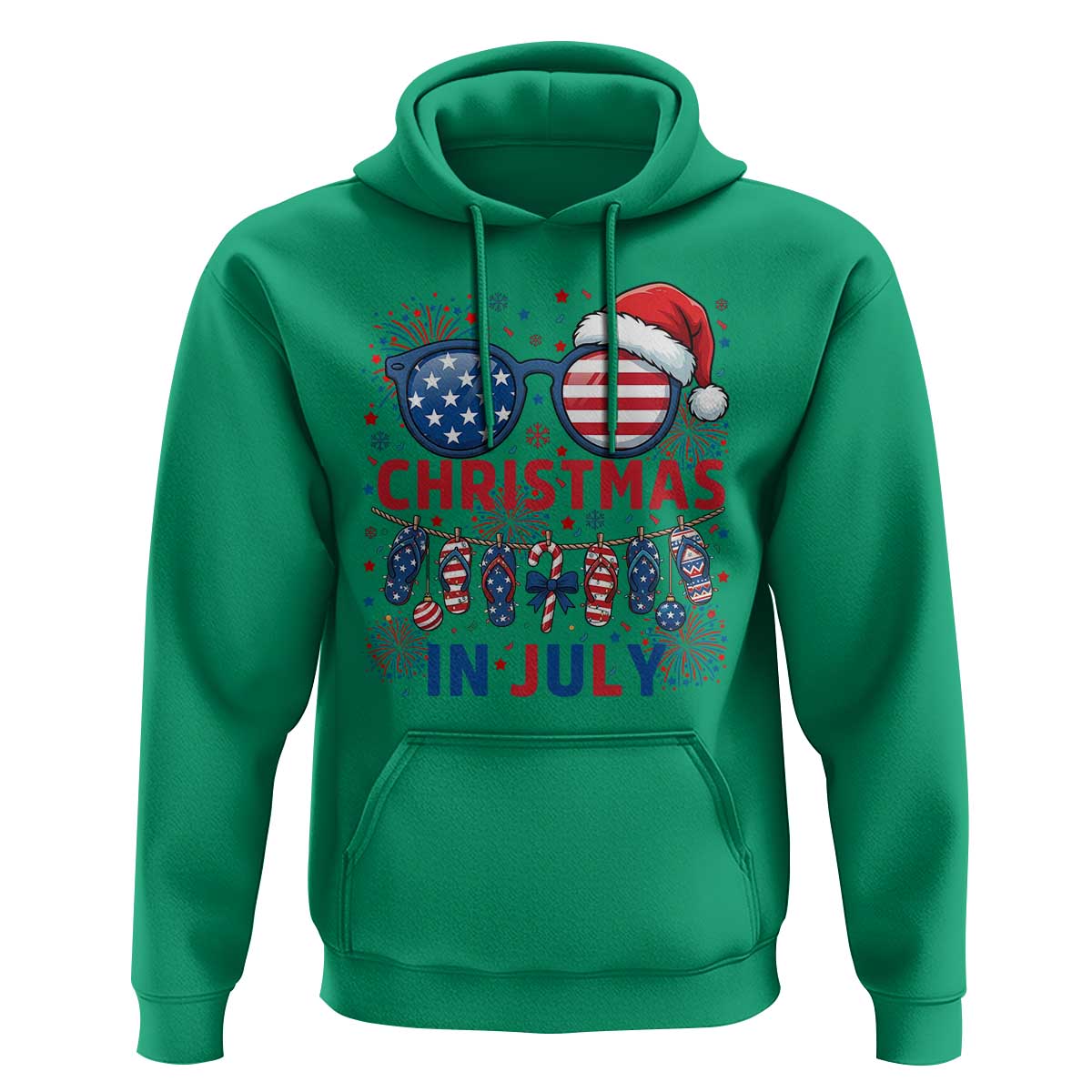 Patriotic USA Sunglasses Christmas In July Graphic Hoodie