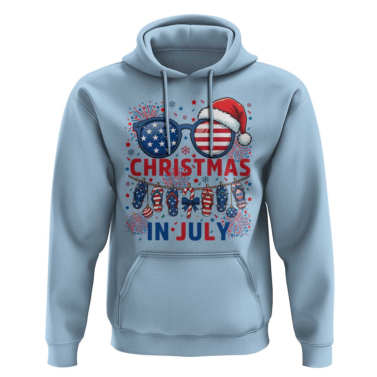 Patriotic USA Sunglasses Christmas In July Graphic Hoodie