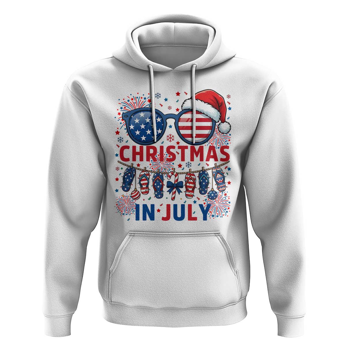 Patriotic USA Sunglasses Christmas In July Graphic Hoodie