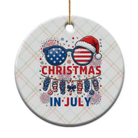 Patriotic USA Sunglasses Christmas In July Graphic Ceramic Ornament