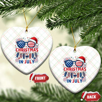 Patriotic USA Sunglasses Christmas In July Graphic Ceramic Ornament