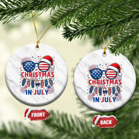 Patriotic USA Sunglasses Christmas In July Graphic Ceramic Ornament