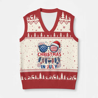 Patriotic USA Sunglasses Christmas In July Graphic V-Neck Knit Sweater Vest