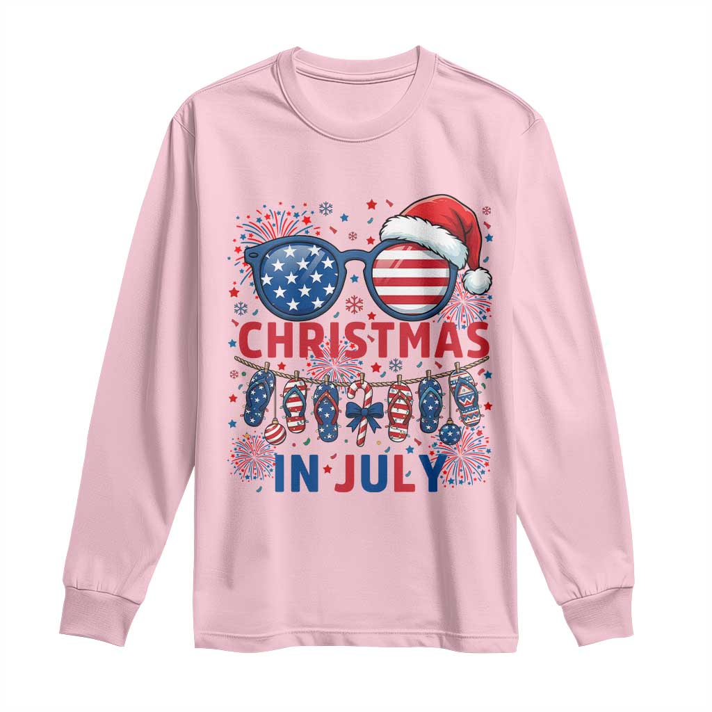 Patriotic USA Sunglasses Christmas In July Graphic Long Sleeve Shirt