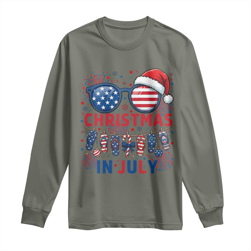 Patriotic USA Sunglasses Christmas In July Graphic Long Sleeve Shirt
