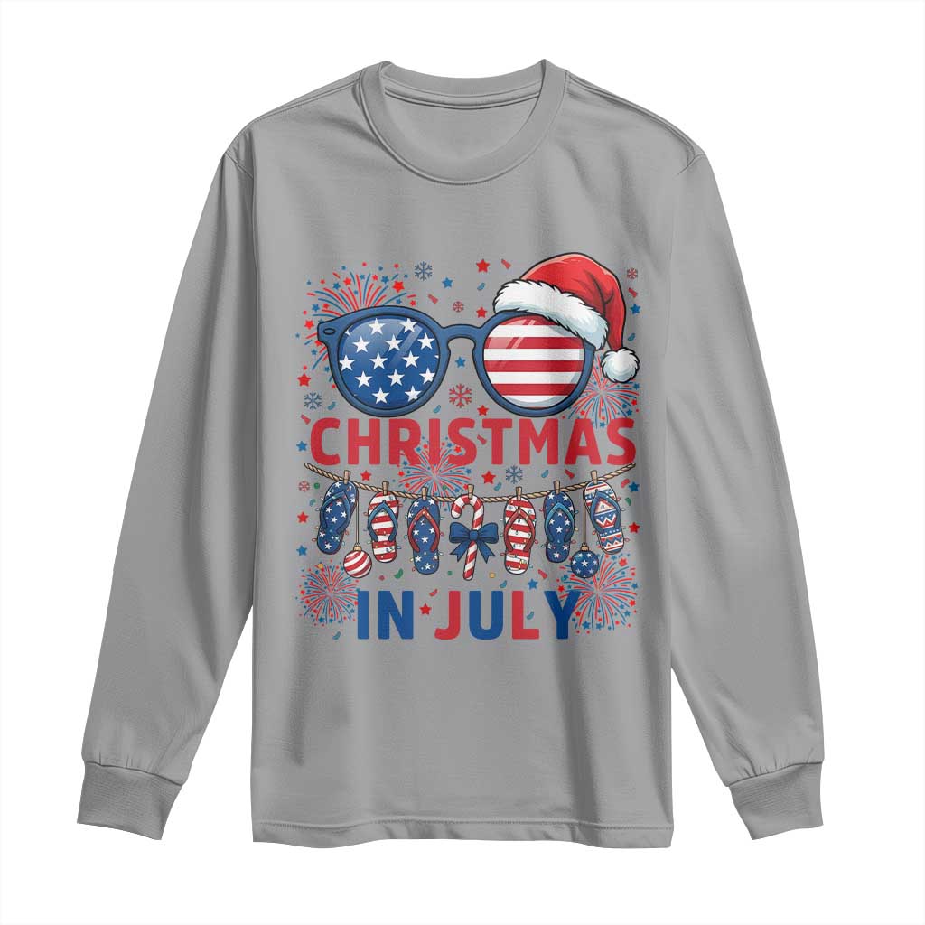 Patriotic USA Sunglasses Christmas In July Graphic Long Sleeve Shirt