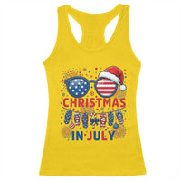 Patriotic USA Sunglasses Christmas In July Graphic Racerback Tank Top
