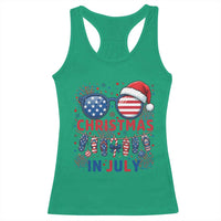 Patriotic USA Sunglasses Christmas In July Graphic Racerback Tank Top