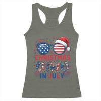 Patriotic USA Sunglasses Christmas In July Graphic Racerback Tank Top
