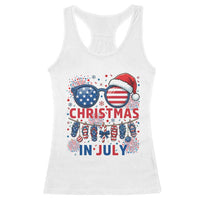 Patriotic USA Sunglasses Christmas In July Graphic Racerback Tank Top