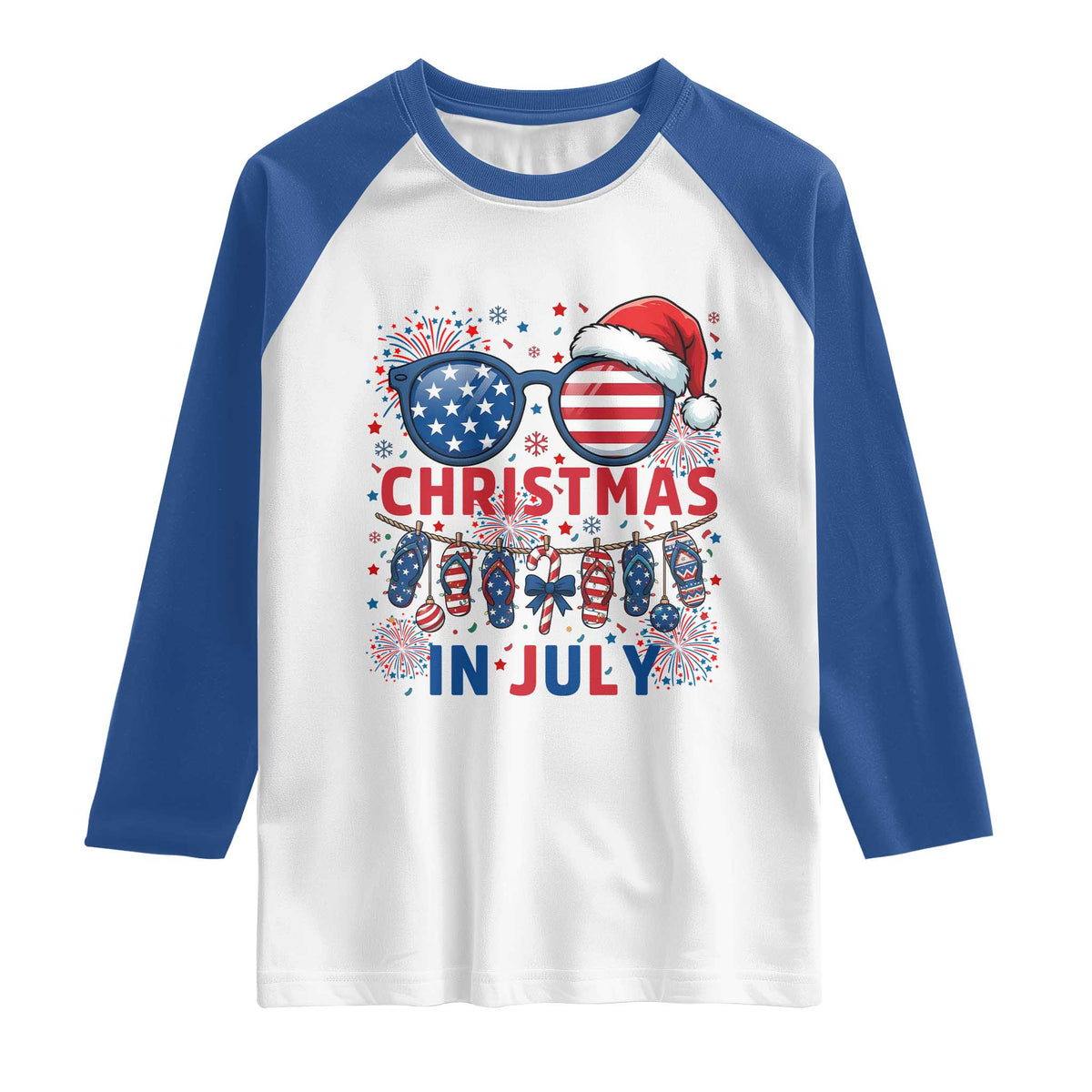 Patriotic USA Sunglasses Christmas In July Graphic Raglan Shirt