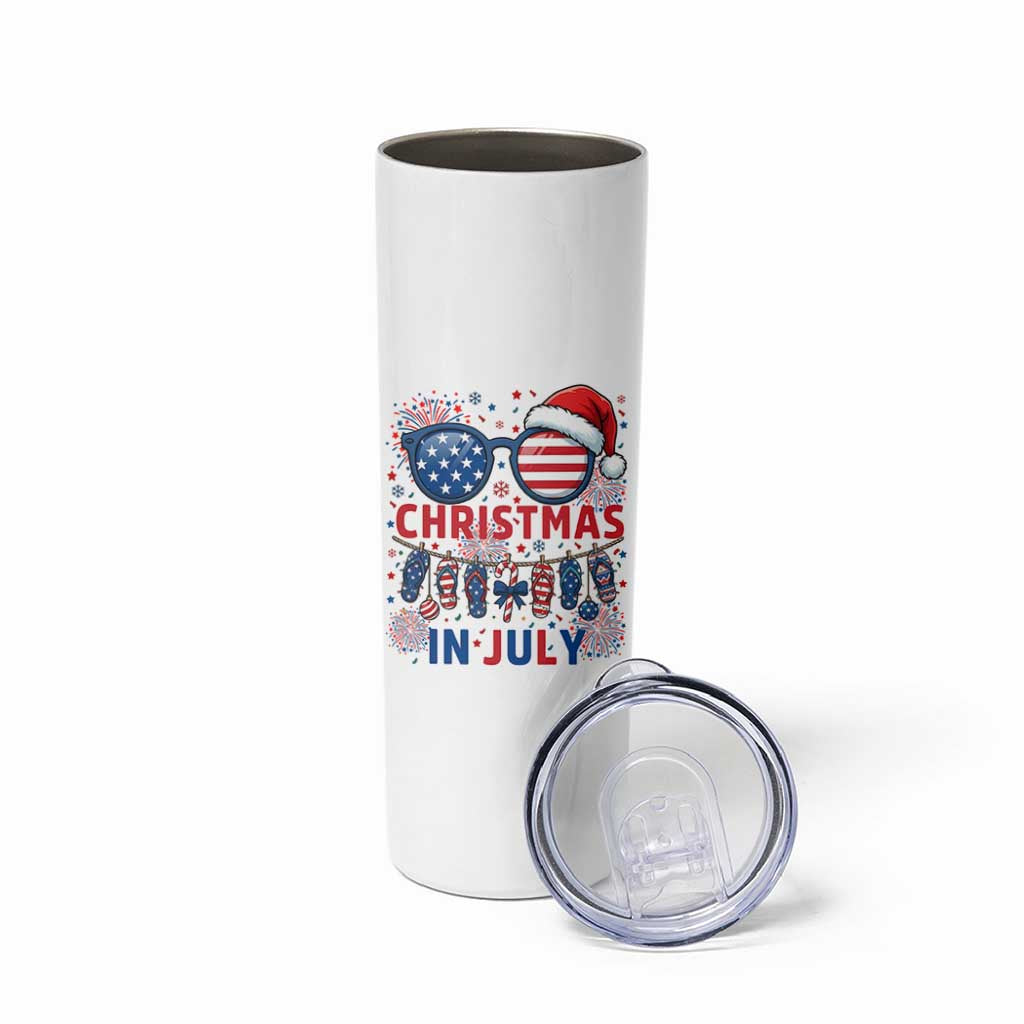 Patriotic USA Sunglasses Christmas In July Graphic Skinny Tumbler