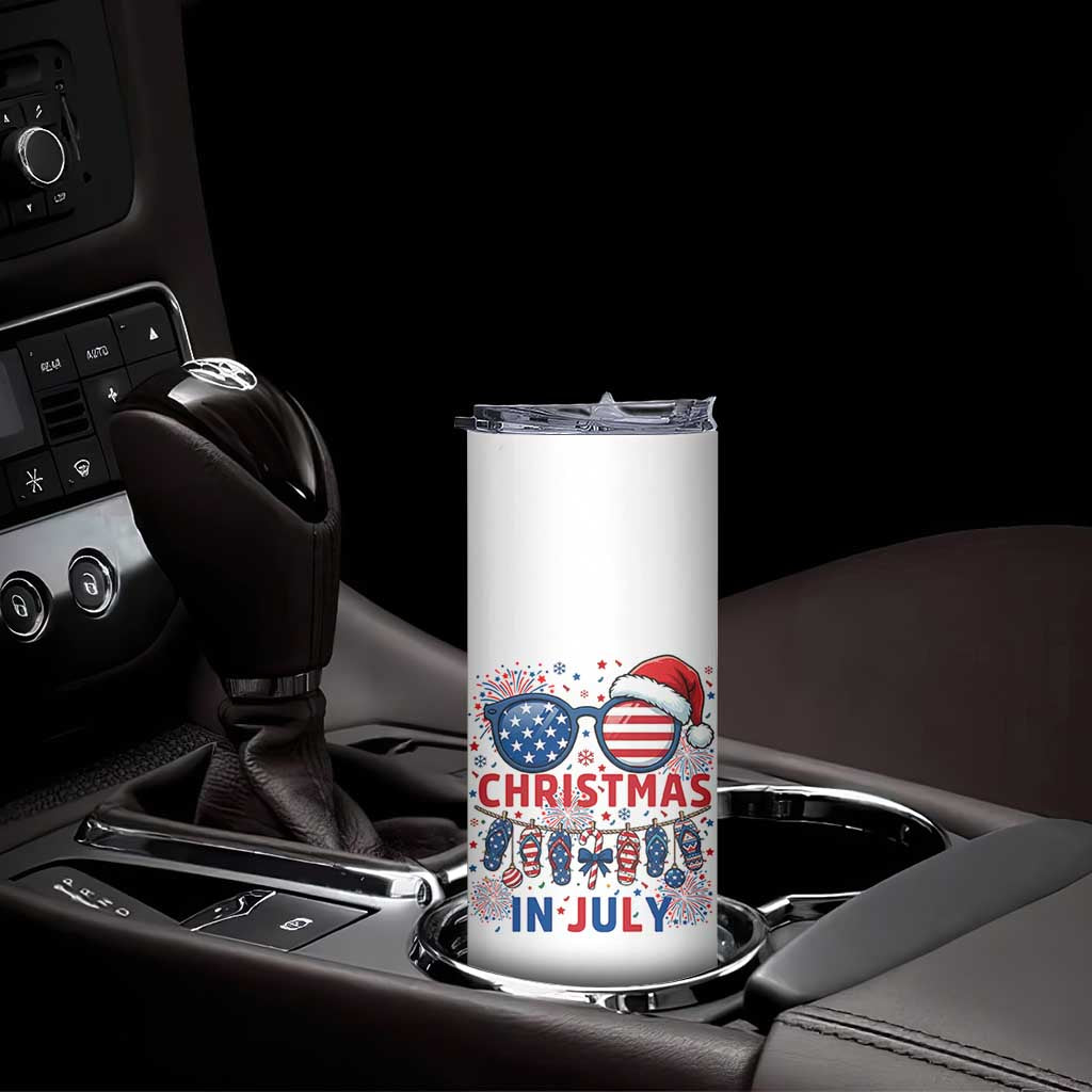Patriotic USA Sunglasses Christmas In July Graphic Skinny Tumbler