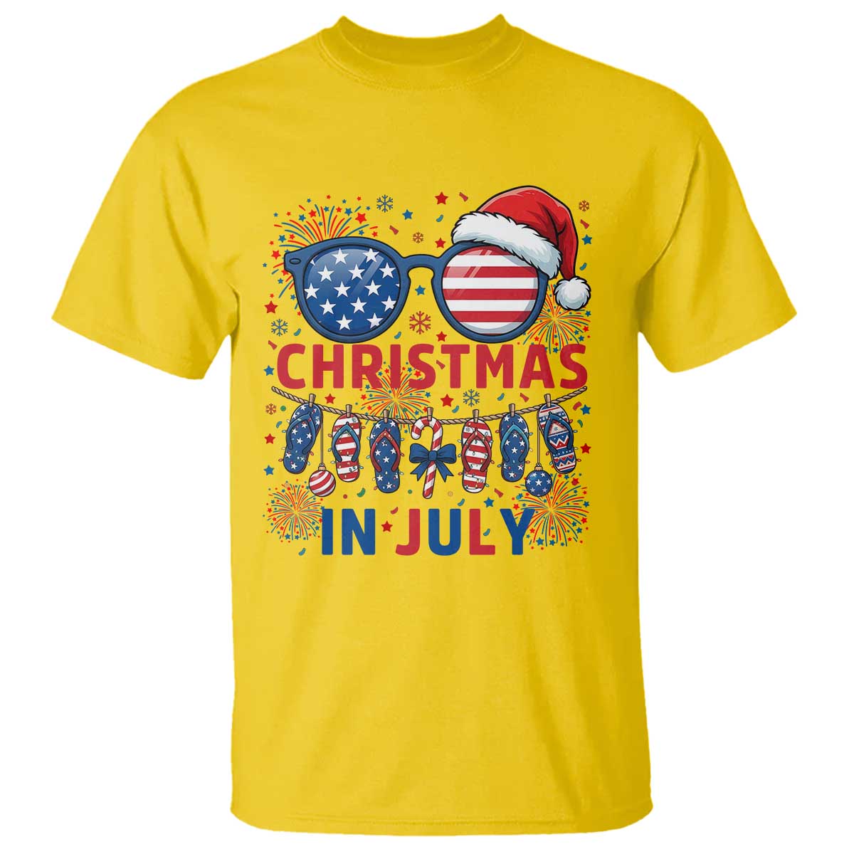 Patriotic USA Sunglasses Christmas In July Graphic T Shirt