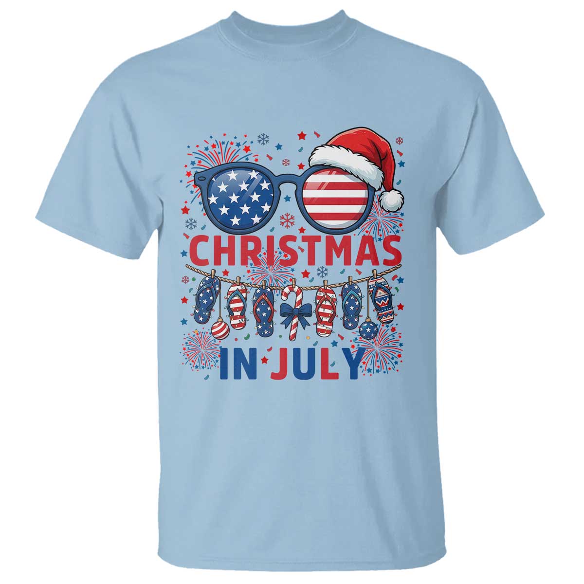 Patriotic USA Sunglasses Christmas In July Graphic T Shirt