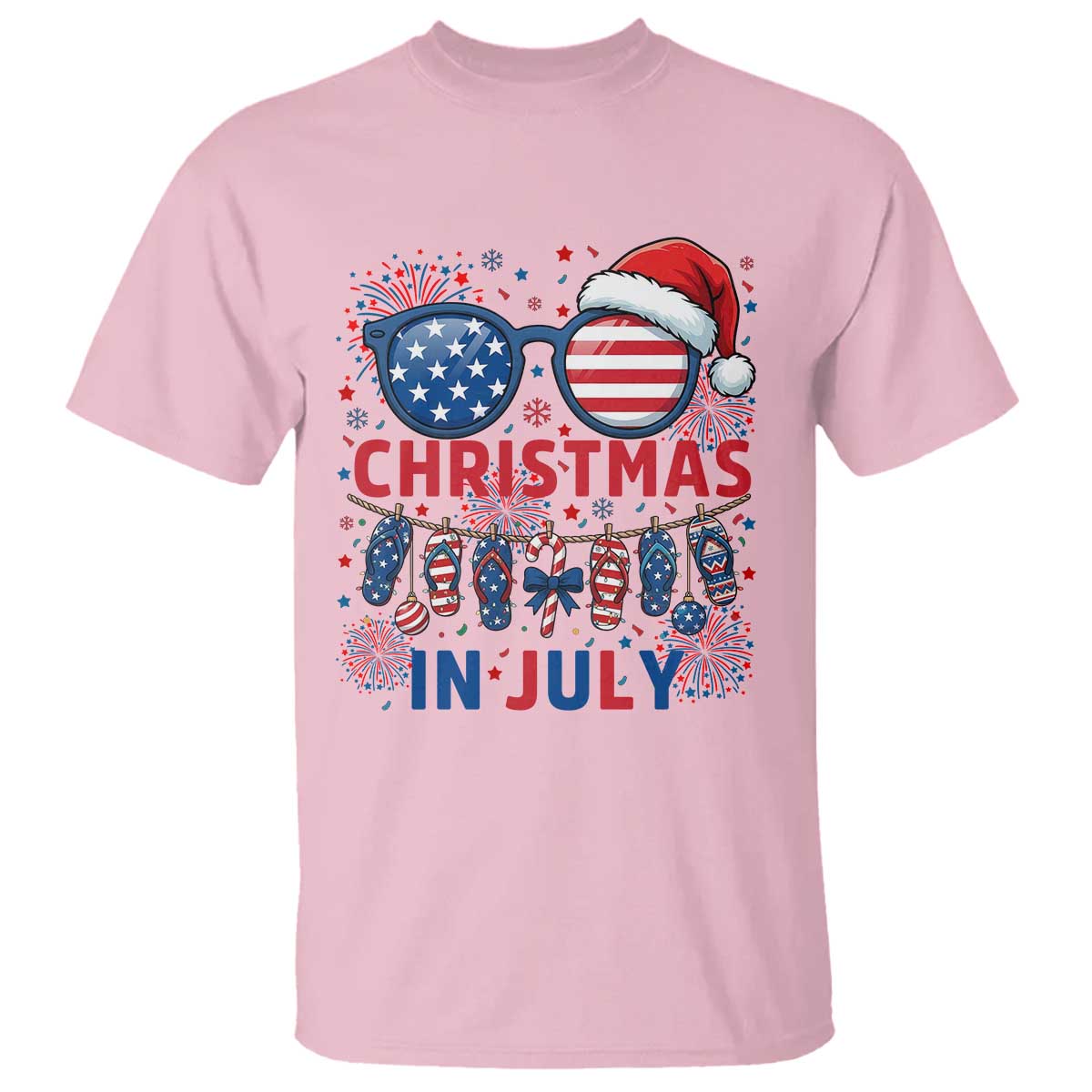 Patriotic USA Sunglasses Christmas In July Graphic T Shirt