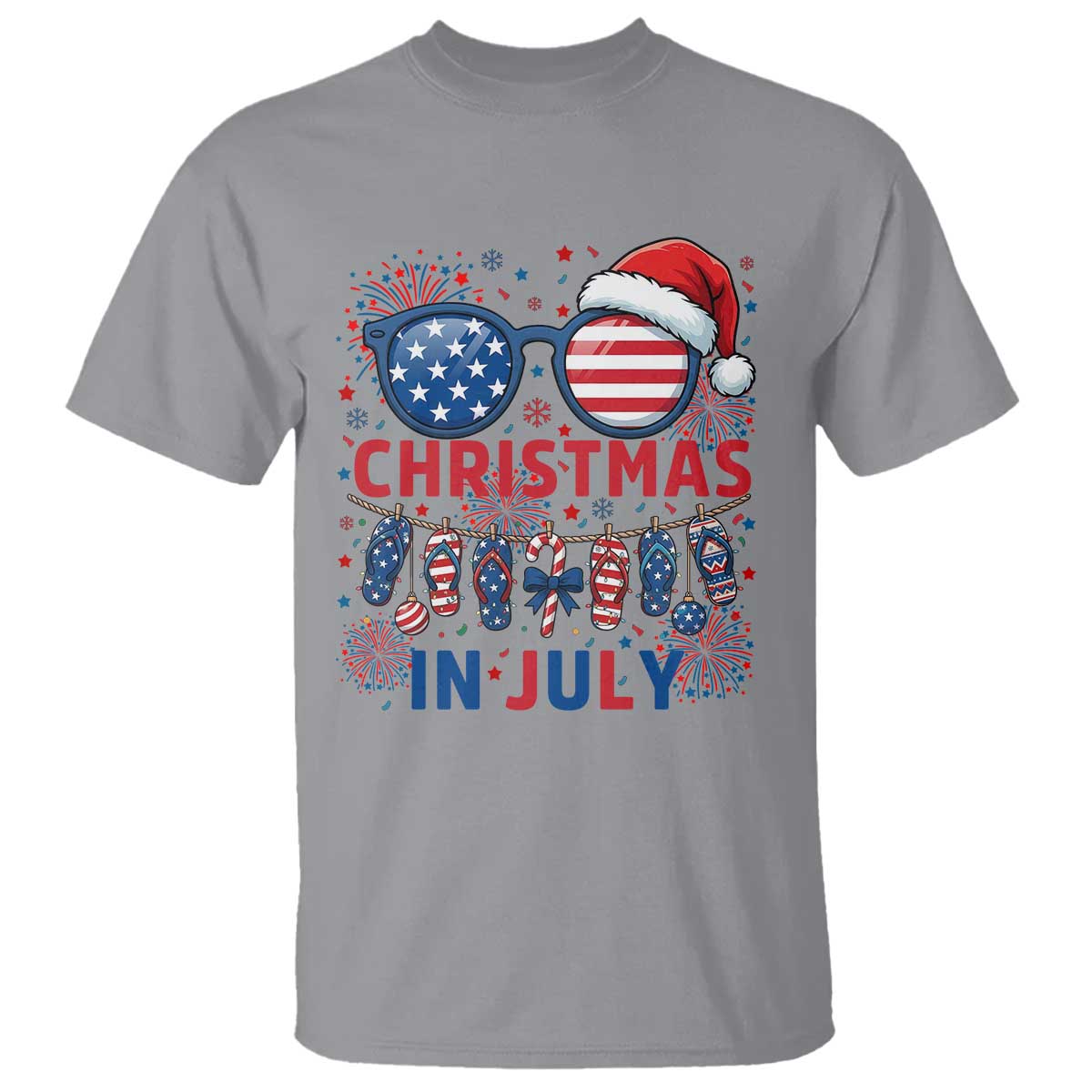 Patriotic USA Sunglasses Christmas In July Graphic T Shirt