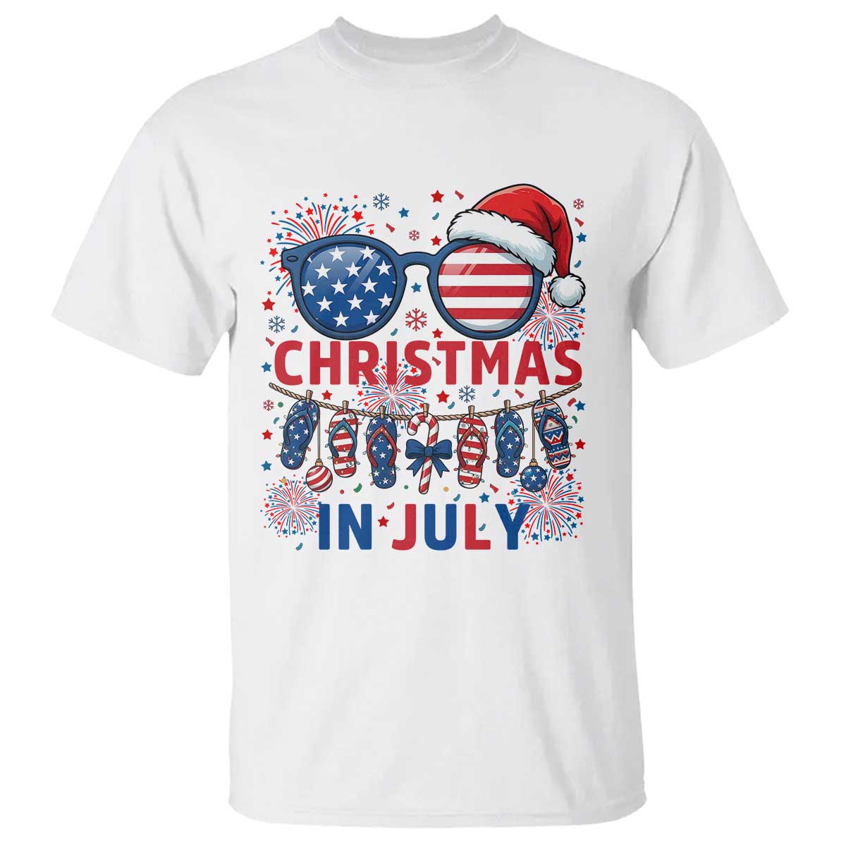 Patriotic USA Sunglasses Christmas In July Graphic T Shirt