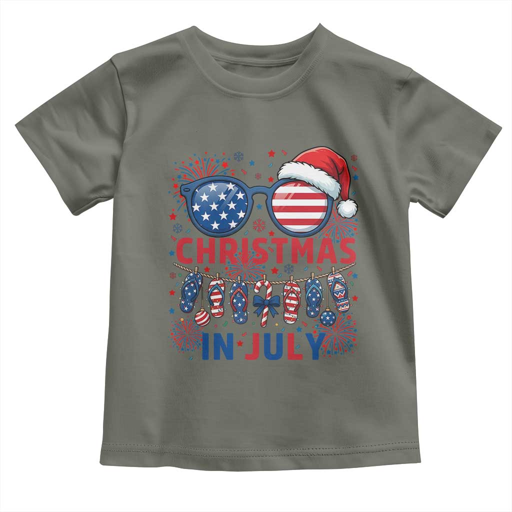 Patriotic USA Sunglasses Christmas In July Graphic Toddler T Shirt
