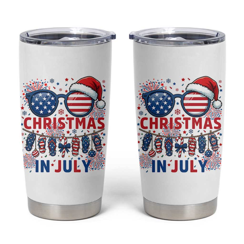 Patriotic USA Sunglasses Christmas In July Graphic Tumbler Cup