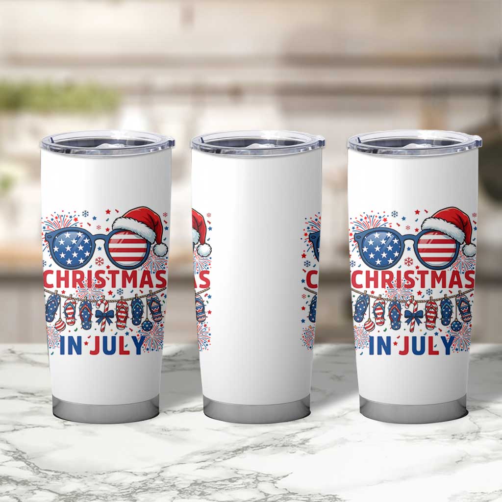 Patriotic USA Sunglasses Christmas In July Graphic Tumbler Cup
