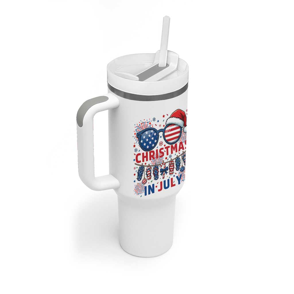 Patriotic USA Sunglasses Christmas In July Graphic Tumbler With Handle