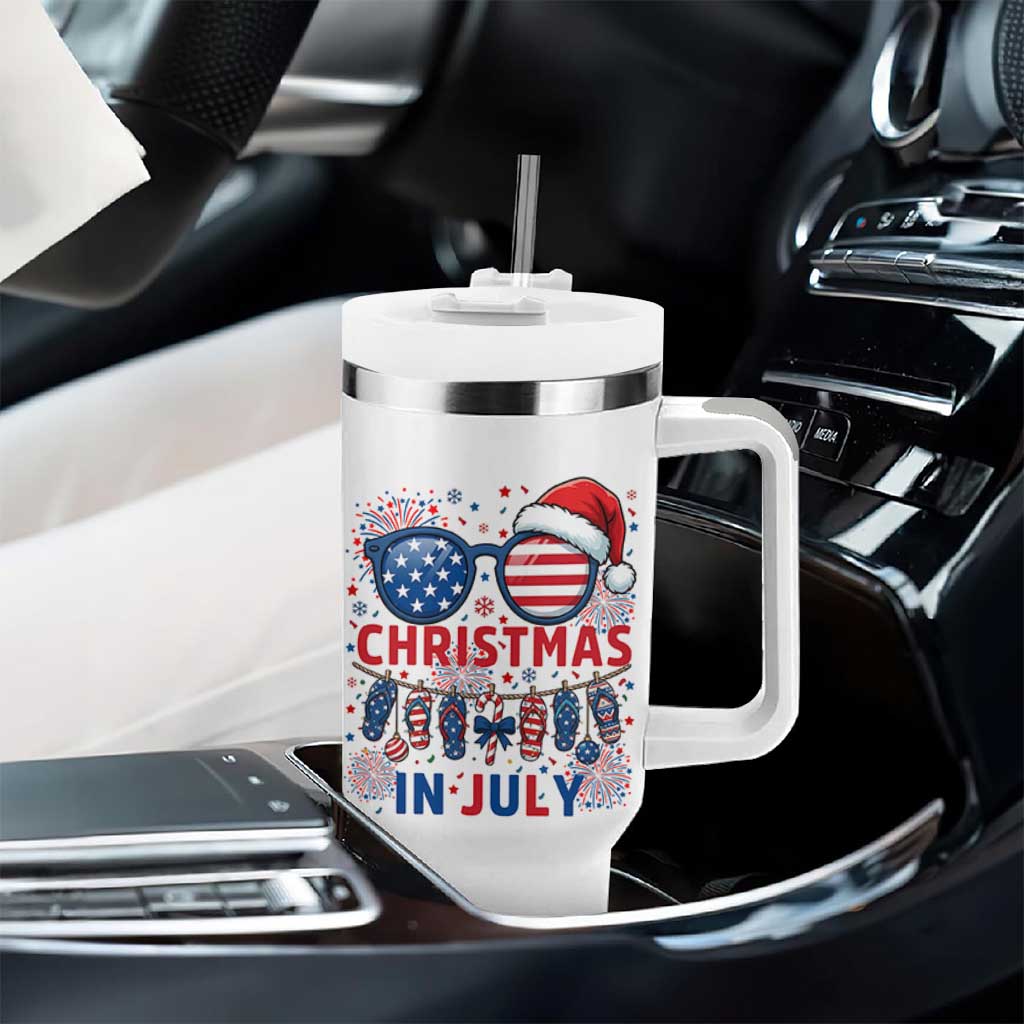 Patriotic USA Sunglasses Christmas In July Graphic Tumbler With Handle
