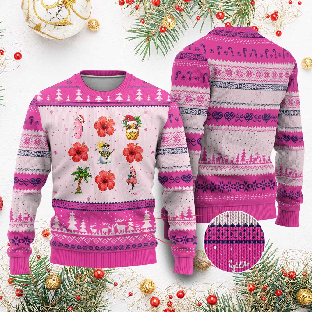 Christmas In July Ugly Christmas Sweater Tropical Summer Beach Party Graphic