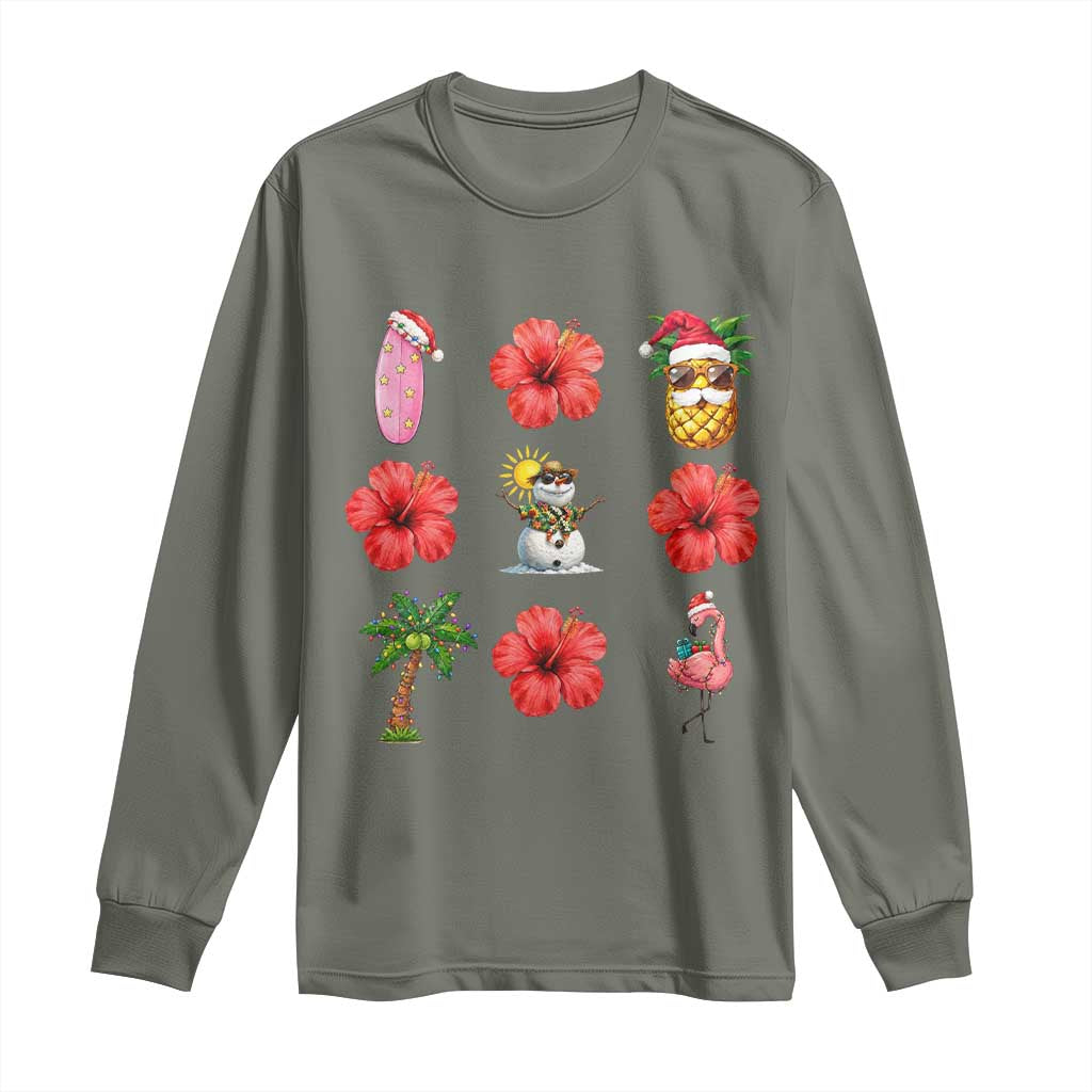 Christmas In July Long Sleeve Shirt Tropical Summer Beach Party Graphic
