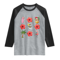 Christmas In July Raglan Shirt Tropical Summer Beach Party Graphic