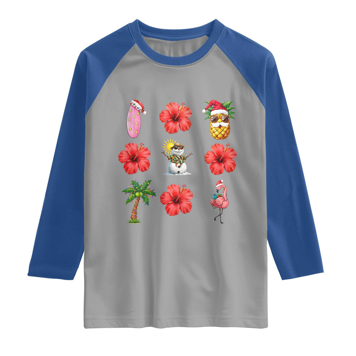 Christmas In July Raglan Shirt Tropical Summer Beach Party Graphic