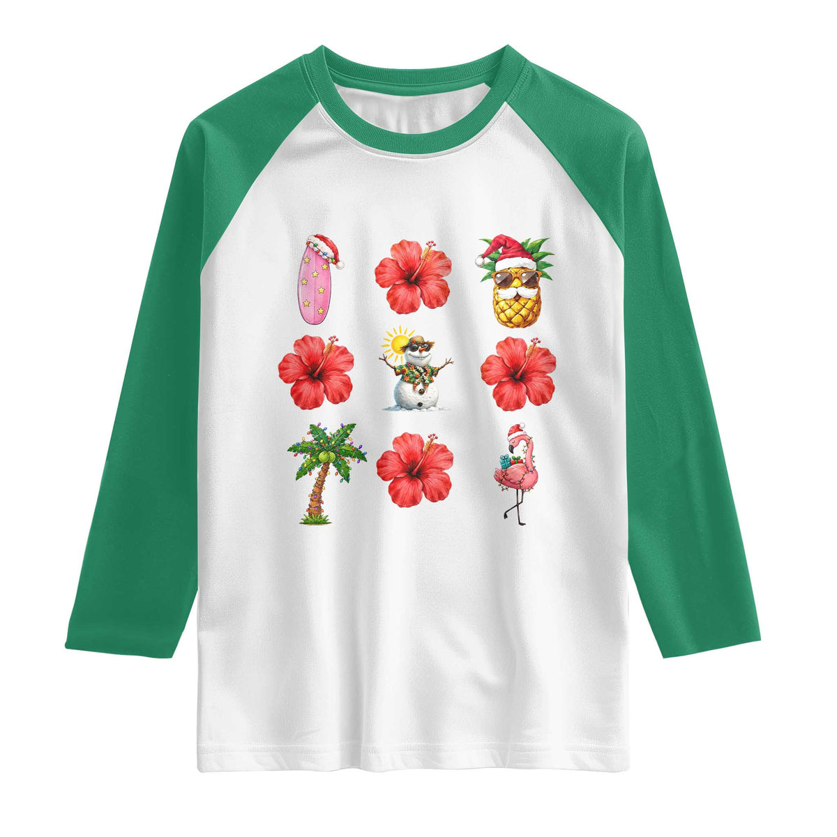 Christmas In July Raglan Shirt Tropical Summer Beach Party Graphic