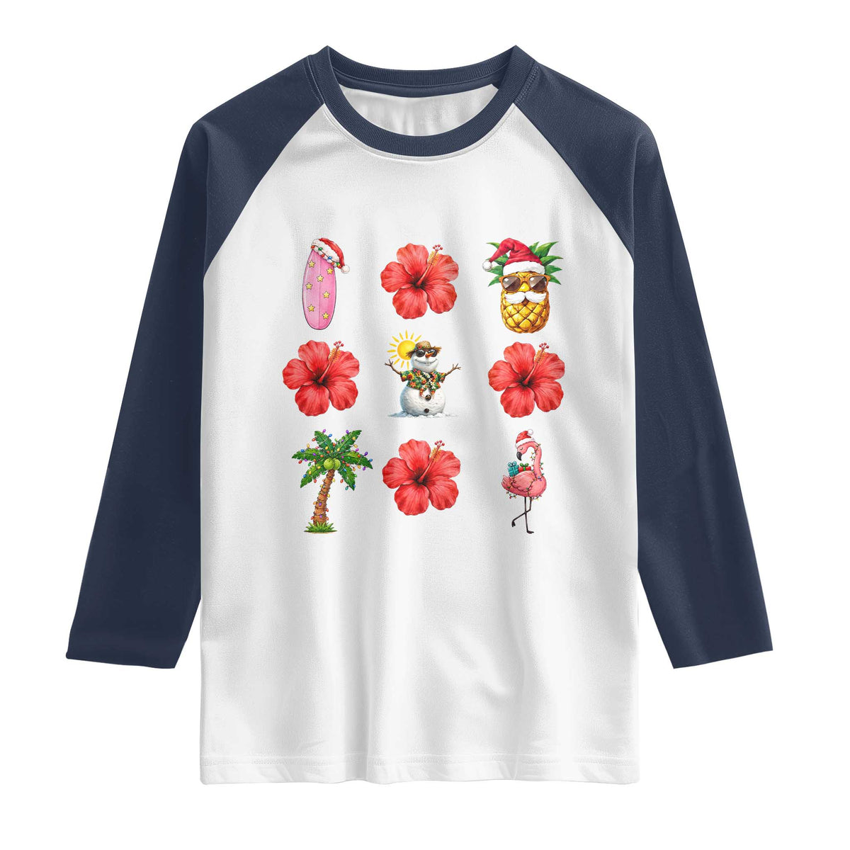 Christmas In July Raglan Shirt Tropical Summer Beach Party Graphic