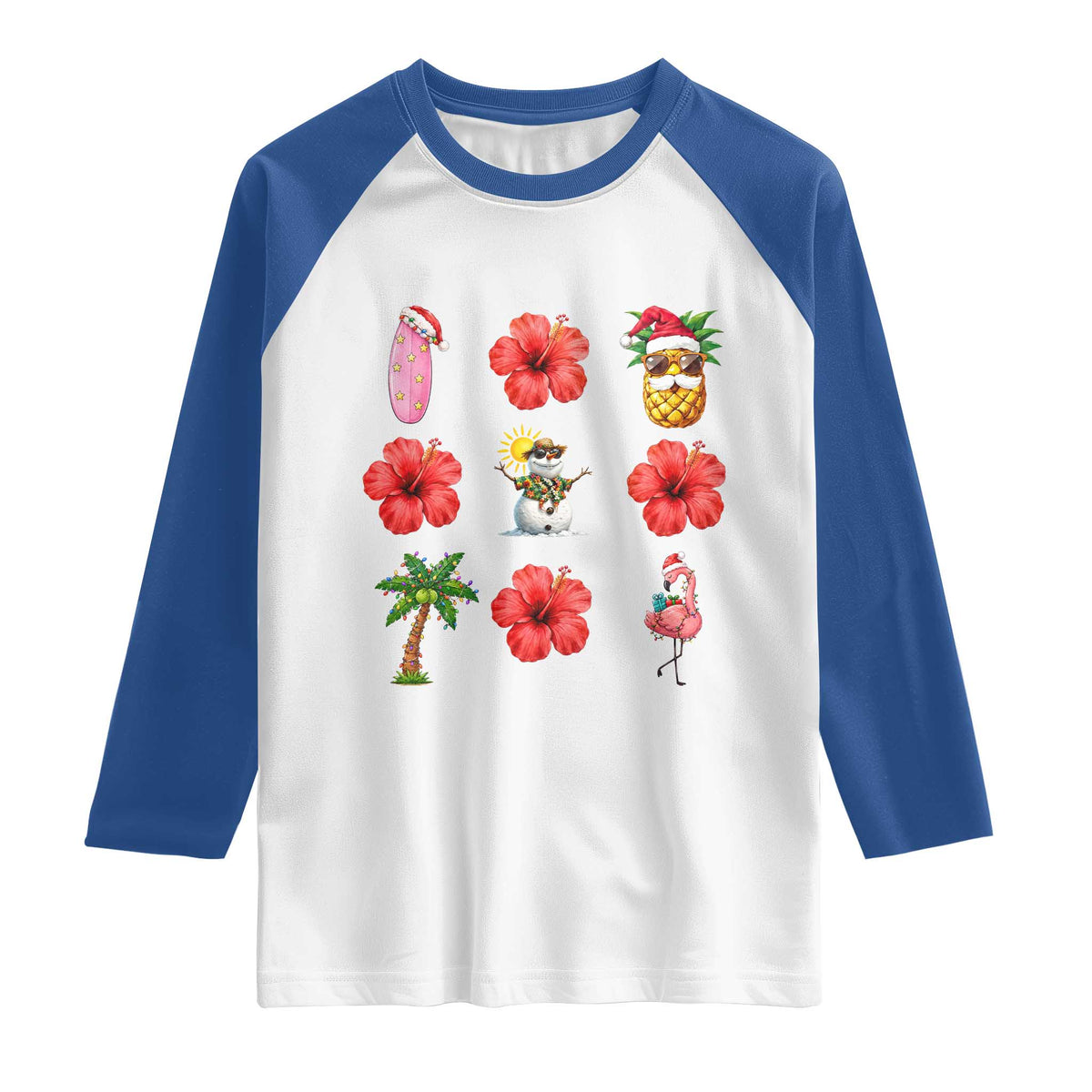 Christmas In July Raglan Shirt Tropical Summer Beach Party Graphic