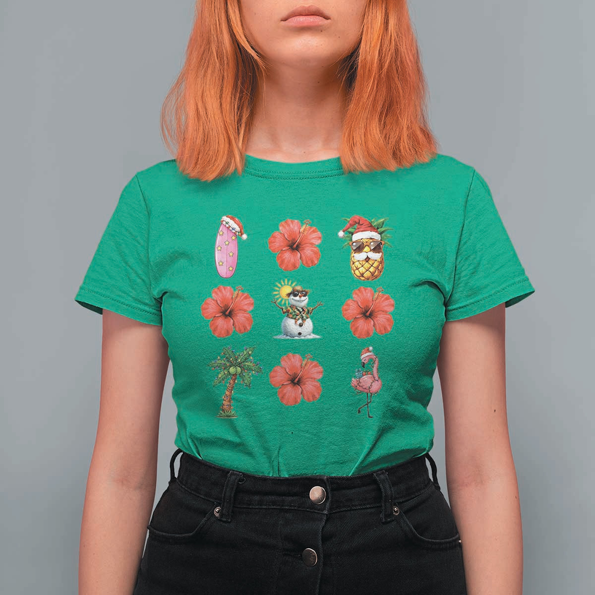 Christmas In July T Shirt For Women Tropical Summer Beach Party Graphic