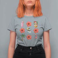 Christmas In July T Shirt For Women Tropical Summer Beach Party Graphic