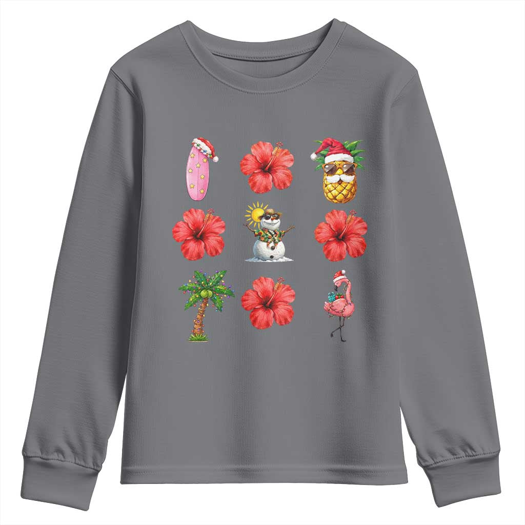 Christmas In July Youth Sweatshirt Tropical Summer Beach Party Graphic