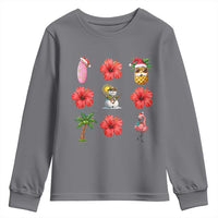 Christmas In July Youth Sweatshirt Tropical Summer Beach Party Graphic