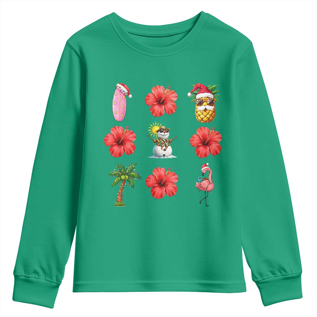 Christmas In July Youth Sweatshirt Tropical Summer Beach Party Graphic